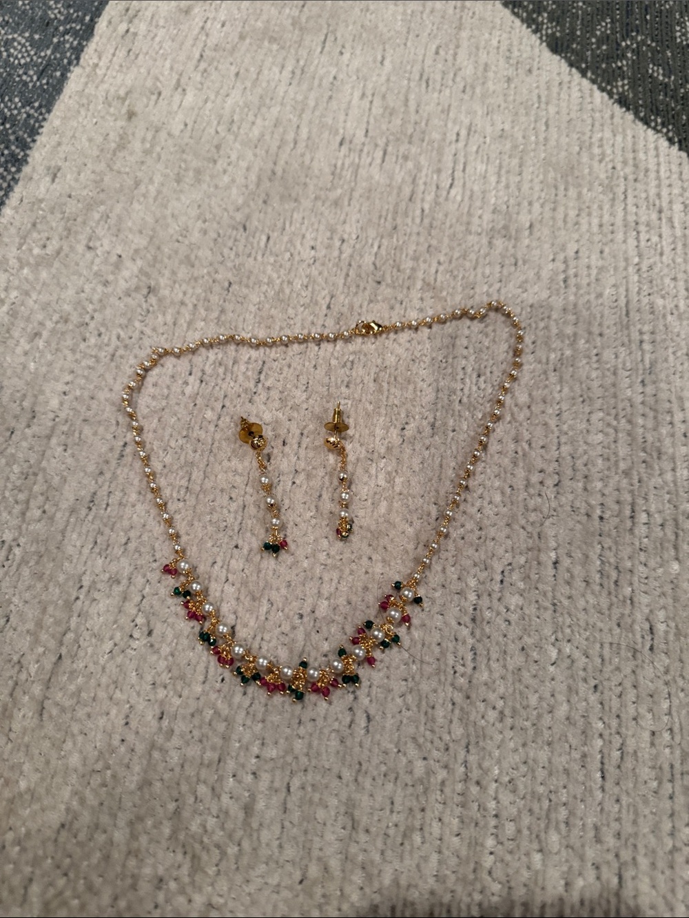 Gold-Tone Multicolor Crystal Necklace & Earrings Set